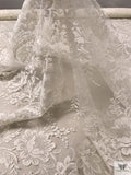 French Double-Scalloped Floral Chantilly Lace - Light Ivory