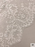 French Double-Scalloped Floral Chantilly Lace - Light Ivory