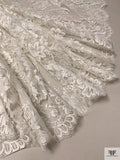 French Double-Scalloped Floral Chantilly Lace - Light Ivory