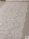 French Double-Scalloped Regal Floral Chantilly Lace - Light Ivory
