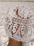 French Double-Scalloped Regal Floral Chantilly Lace - Light Ivory