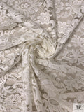 French Double-Scalloped Regal Floral Chantilly Lace - Light Ivory