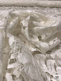 French Double-Scalloped Regal Floral Chantilly Lace - Light Ivory