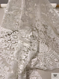 French Double-Scalloped Regal Floral Chantilly Lace - Light Ivory