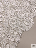 French Double-Scalloped Regal Floral Chantilly Lace - Light Ivory