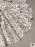 French Double-Scalloped Regal Floral Chantilly Lace - Light Ivory