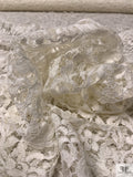 French Double-Scalloped Floral Chantilly Lace - Light Ivory