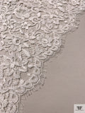 French Double-Scalloped Floral Chantilly Lace - Light Ivory