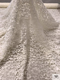 French Double-Scalloped Floral Chantilly Lace - Light Ivory