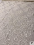 French Bold Corded Floral Circles Chantilly Lace - Light Ivory