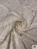 French Bold Corded Floral Circles Chantilly Lace - Light Ivory