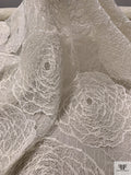 French Bold Corded Floral Circles Chantilly Lace - Light Ivory