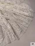 French Bold Corded Floral Circles Chantilly Lace - Light Ivory