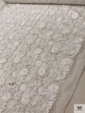 3D Floral Embroidered Organza - Light Ivory