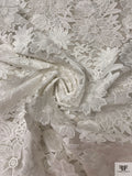 3D Floral Embroidered Organza - Light Ivory