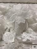3D Floral Embroidered Organza - Light Ivory