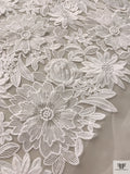3D Floral Embroidered Organza - Light Ivory