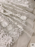 3D Floral Embroidered Organza - Light Ivory