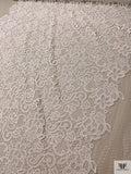 Shimmer Fishnet with Heavy Floral Paisley Embroidery - Light Ivory