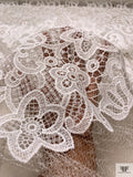 Shimmer Fishnet with Heavy Floral Paisley Embroidery - Light Ivory