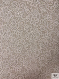 Shimmer Fishnet with Heavy Floral Paisley Embroidery - Light Ivory