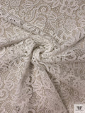 Shimmer Fishnet with Heavy Floral Paisley Embroidery - Light Ivory