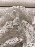 Shimmer Fishnet with Heavy Floral Paisley Embroidery - Light Ivory
