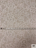Shimmer Fishnet with Heavy Floral Paisley Embroidery - Light Ivory