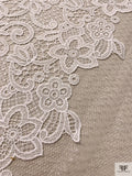 Shimmer Fishnet with Heavy Floral Paisley Embroidery - Light Ivory