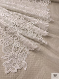 Shimmer Fishnet with Heavy Floral Paisley Embroidery - Light Ivory