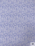 Summer Floral Printed Cotton Poplin - Periwinkle / White