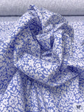 Summer Floral Printed Cotton Poplin - Periwinkle / White