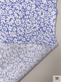 Summer Floral Printed Cotton Poplin - Periwinkle / White