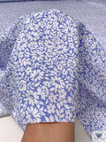 Summer Floral Printed Cotton Poplin - Periwinkle / White