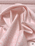 Summer Floral Printed Cotton Poplin - Pale Peach Pink / White
