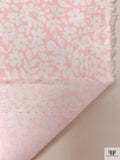 Summer Floral Printed Cotton Poplin - Pale Peach Pink / White