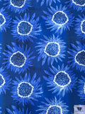 Italian Sunflower Inspired Printed Heavy Cotton Poplin - Blue / White