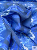 Italian Sunflower Inspired Printed Heavy Cotton Poplin - Blue / White