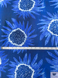 Italian Sunflower Inspired Printed Heavy Cotton Poplin - Blue / White