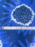 Italian Sunflower Inspired Printed Heavy Cotton Poplin - Blue / White