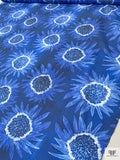 Italian Sunflower Inspired Printed Heavy Cotton Poplin - Blue / White