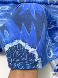 Italian Sunflower Inspired Printed Heavy Cotton Poplin - Blue / White
