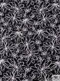 Sketch Floral Printed Marquisette Cotton Jacquard - Black / White