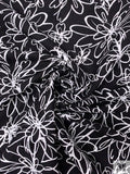Sketch Floral Printed Marquisette Cotton Jacquard - Black / White