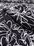 Sketch Floral Printed Marquisette Cotton Jacquard - Black / White