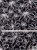 Sketch Floral Printed Marquisette Cotton Jacquard - Black / White