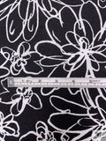 Sketch Floral Printed Marquisette Cotton Jacquard - Black / White