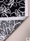 Sketch Floral Printed Marquisette Cotton Jacquard - Black / White