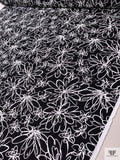 Sketch Floral Printed Marquisette Cotton Jacquard - Black / White