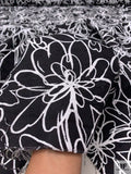 Sketch Floral Printed Marquisette Cotton Jacquard - Black / White